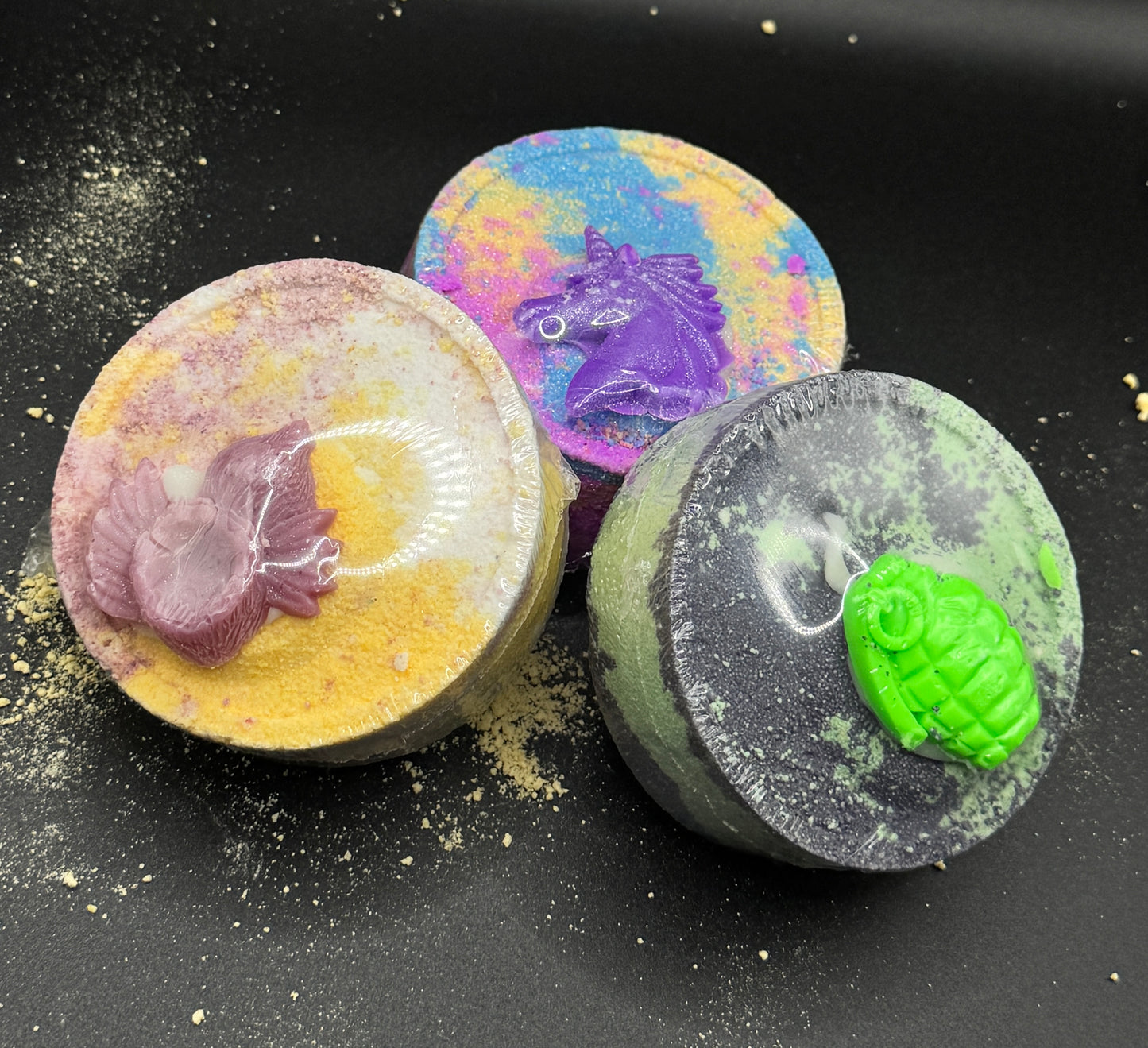 Jumbo Disc Bath Bombs With Soap Topper - Multiple Scents -Handmade With Sweet Almond Oil